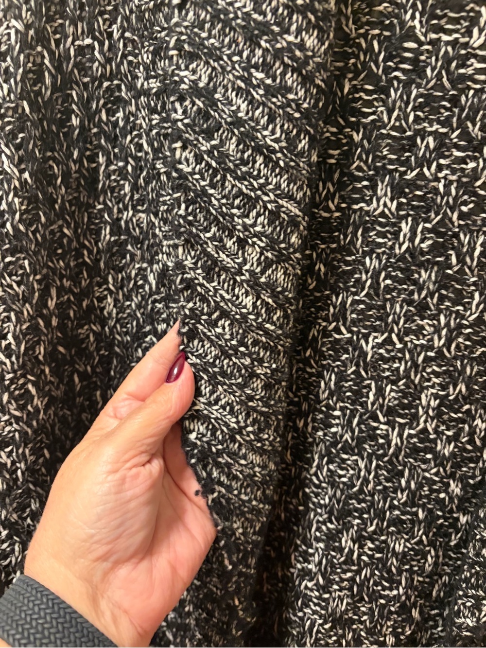White House Black Market Cardigan Womens M Black White Marled Knit Long Open - Picture 5 of 9
